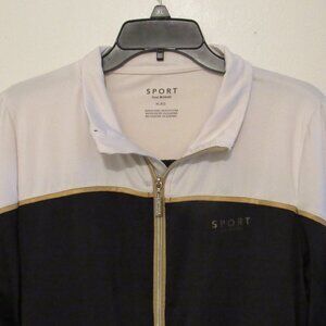 Isaac Mizrahi Sport Jacket Full Zip Women's XL Black/White Gold Trim Golf Tennis